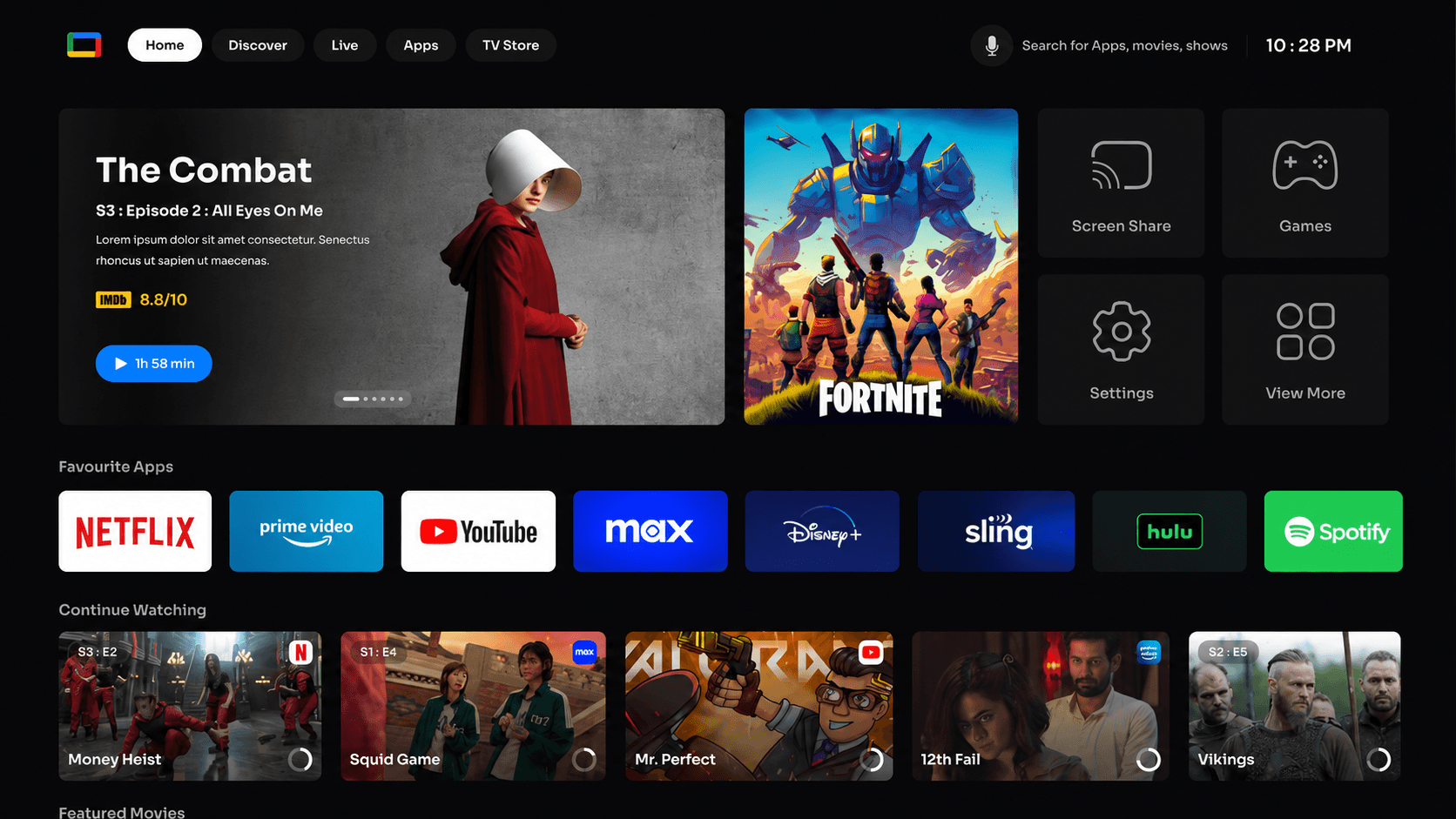 Standard Smart TV Interface